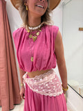 Foulard dentelle rose