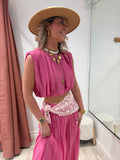 Foulard dentelle rose