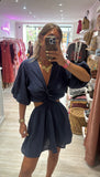Robe bleue & Ensemble marron